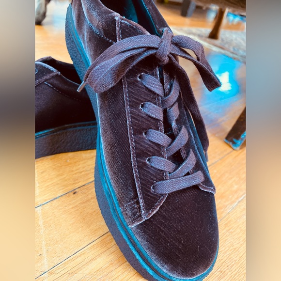 Vince Shoes - Vince velvet burgundy brown platform sneakers - size 9.5